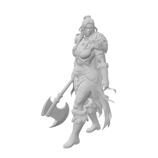 Barbarian Axe Woman - 3D Printable STL & 3MF