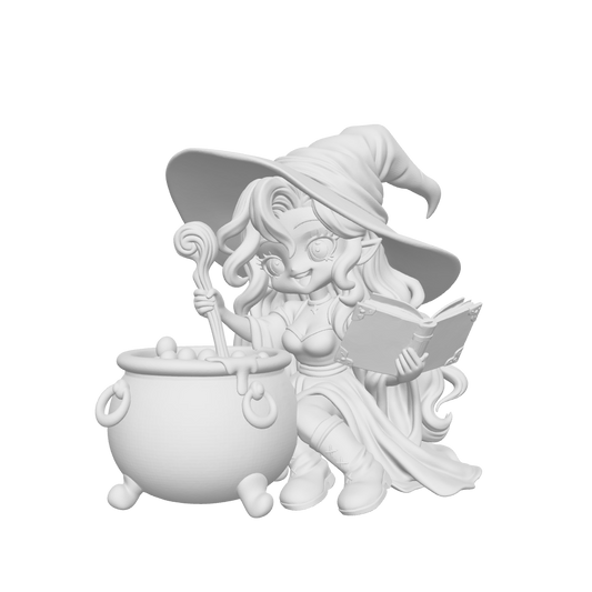 Cauldron Witch – 3D Printable STL + 3MF
